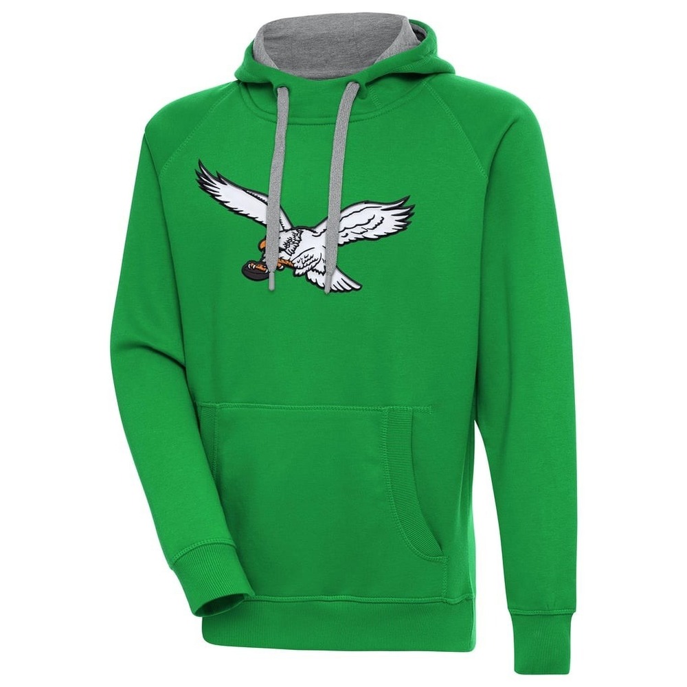 Philadelphia Eagles Mens XL Antigua Throwback Logo Hoodie Sweatshirt Kelly Green